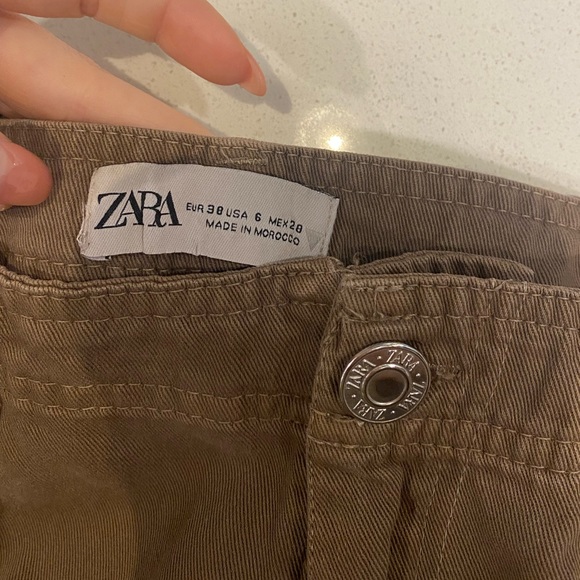 Zara high waisted cargo pants mocha brown WORN ONCE/DRY CLEANED (US6) - Picture 5 of 7